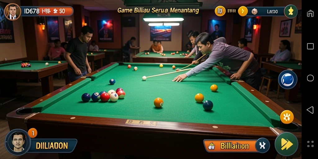 Antarmuka dan fungsi menarik dari game Billiard ID678.