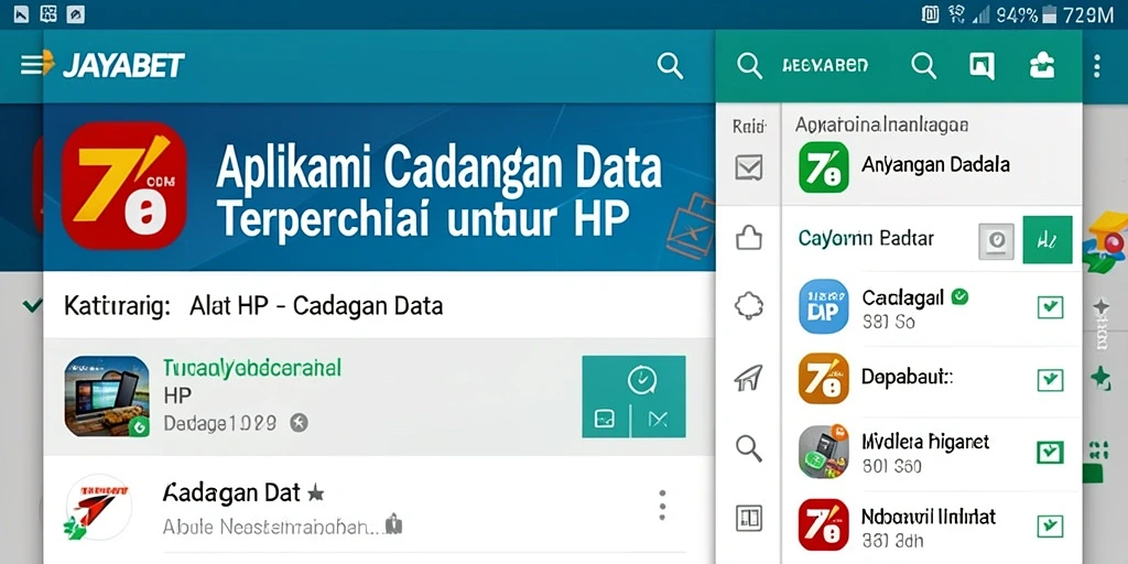 Antarmuka utama JAYABET yang menampilkan fungsi cadangan data.