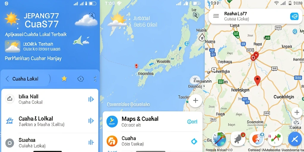 Antarmuka aplikasi JEPANG77 menampilkan informasi cuaca lokal dengan jelas.