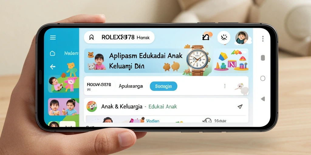 Antarmuka aplikasi ROLEX878 yang menarik untuk anak-anak.