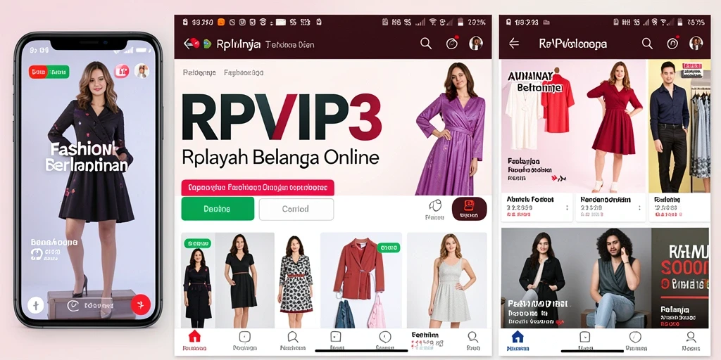 Tampilan antarmuka RPVIP3 yang menarik dan intuitif untuk belanja fashion.