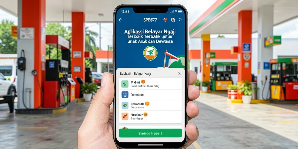 Antarmuka aplikas SPBU77 untuk belajar ngaji yang interaktif.