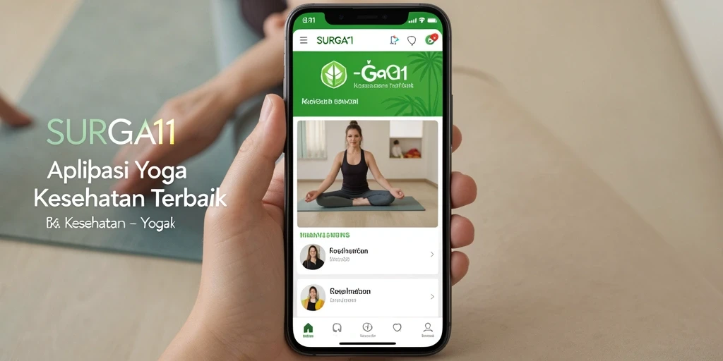 Antarmuka aplikasi SURGA11 yang menawan dan fungsional untuk yoga.